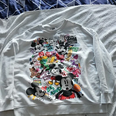 Disney Mickey Mouse Graphic Graffiti Sweatshirt Streetwear Bright Large 14-16 - Image 1 of 4