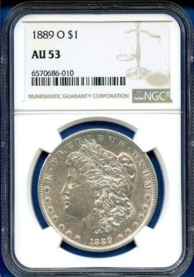 1889 O NGC AU53 Morgan Silver Dollar $1 US Mint Rare Coin 1889-O AU-53 - Image 1 of 3