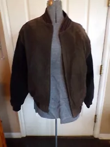 Vintage Varsity Princeton NJ Brown on Black Suede Leather Jacket Size Large - Picture 1 of 17