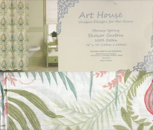 Art House Monaco Spring Fabric Shower Curtain Multicolor 72" x 72" Cottage Chic - Bild 1 von 11