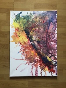Jackson Pollock Style Large Expressive Canvas Painting Pour Painting Pour Art - Picture 1 of 9