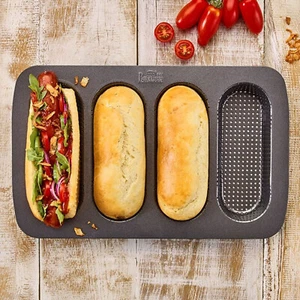 Hot Dog Brötchenblech Backblech Backform Laib & Seele 35 cm Birkmann plus Rezept - Bild 1 von 7