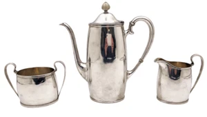 Arthur Stein Sterlingsilber Kunsthandwerk gehämmert 3-teiliges Demitasse Set - Bild 1 von 10