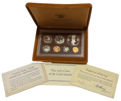 1975 Cook Islands 7 Coin Proof Set in OGP w/ "Dong" Dollar in OGP With COA #8 - Image 1 of 4