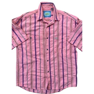 PCH Pacific Coast Highway VTG 90's Mens Button Down Shirt Medium Pink Striped - Picture 1 of 10