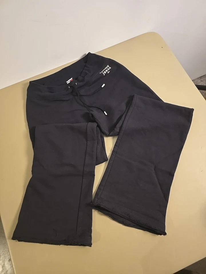 De colección Años 80 Tommy Hilfiger Mujer Ultra Suave Ropa de Salón Negro Medio Cintura Elástica Foto 1 de 4