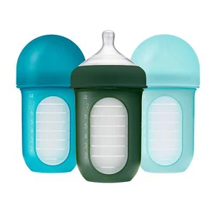 Boon Nursh Baby Bottle 8 Ounce Pack of 3 Silicone Air Free Feeding System - Picture 1 of 7