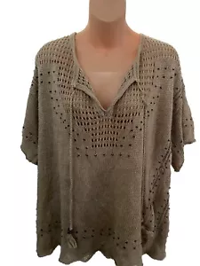 Calypso St Barth Size 100% Linen Open Knit Boho Top Blouse Size Large - Picture 1 of 7
