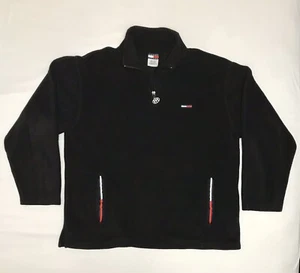 Tommy Jeans Fleece Sweatshirt Men’s XL 1/4” Zip Pullover Logo Long Sleeve  Black - Picture 1 of 12