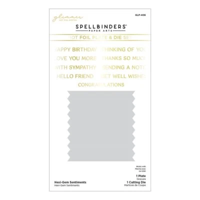 Spellbinders Hexi Gem Sentiments Hot Foil Timbro & Die Set Creazione Biglietti Compleanno