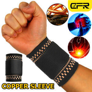 Copper Wrist Hand Support Brace Carpal Tunnel Sprain Arthritis Left Right Sports