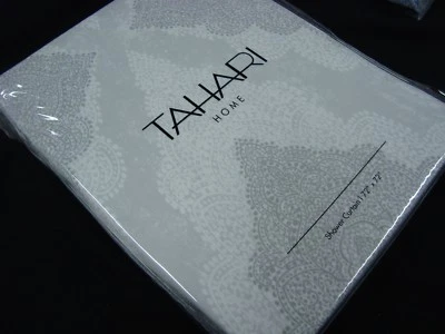 Tahari душа занавески ванны пейсли медальон печать серый белый богемный новый - Изображение 1 из 2