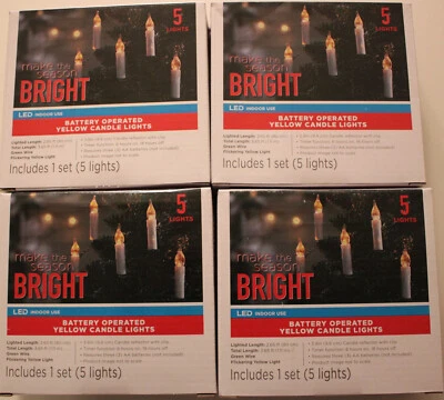 Batería LED (PAQUETE DE 4) interior/exterior 20 luces de vela amarillas parpadeantes - con temporizador Foto 1 de 3