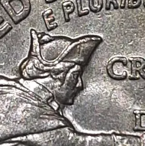 Sombrero P Quarter Crossing the Delaware 2021 error chip troquel reverso (chip medio) - Imagen 1 de 8