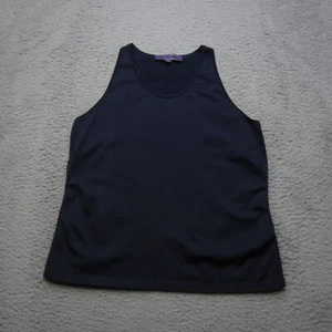 Ralph Lauren Purple Label Top Womens XL Blue Silk Racerback Tank Stretch Preppy - Picture 1 of 13