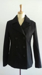 Ambiance Apparel Black Wool Blend Women's Double Breasted Coat Jacket Sz M - Picture 1 of 5