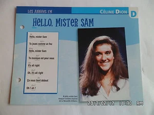 CARTE FICHE PLAISIR DE CHANTER CELINE DION HELLO MISTER SAM - Picture 1 of 1