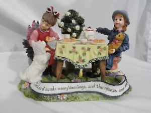 Garden Friends Tea Party Figurine Statue Lord Sends Many Blessings Saying - Picture 1 of 15