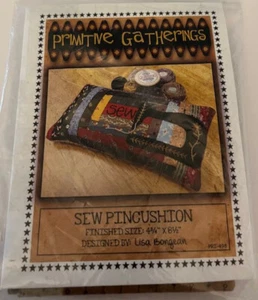 Primitive Gatherings SEW PINCUSHION Kit Lisa Bongean Pattern Wool Fabric - Picture 1 of 4