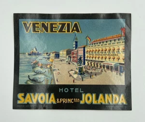 Original Vintage Luggage Label/Sticker Hotel Savoia & Princ SSA Jolanda Venezia - Picture 1 of 2