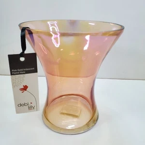 Jarrón de vidrio acampanado iridiscente oro rosa Debi Lilly Pretty Illusion 6,5" de alto - Imagen 1 de 5