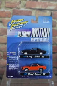 Johnny Lightning Premium Diecast Baldwin Motion 1967 & 69 Chevy Camaro SS 2 Pack - Picture 1 of 2