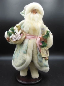 Vintage Midwest Importers Santa in Floral Brocade Robes with Faux Fir Trim - Picture 1 of 5