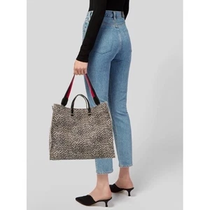 Clare V Simple Tote Bag Everyday Shopper Mini Cat Leopard Suede Print Slouchy - Picture 1 of 10