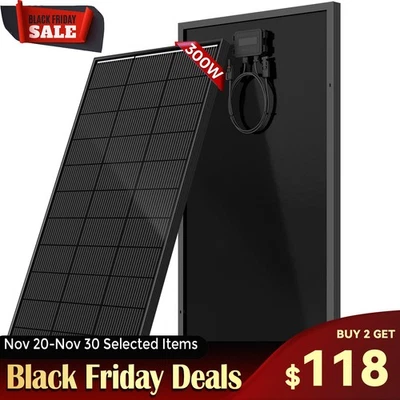 300W Watt Monocrystalline Solar Panel 12V Home RV Off Grid Battery Boat Power - Image 1 of 4