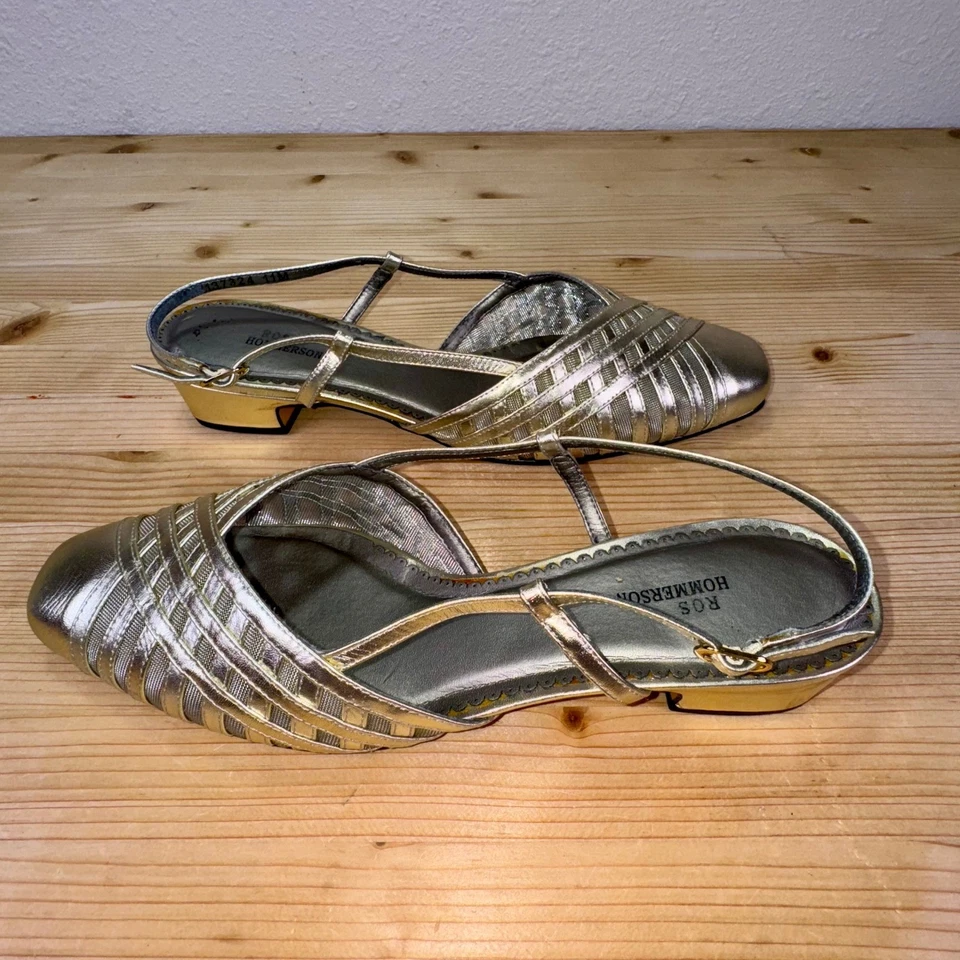 Ros Hommerson Charleston 金色露跟低跟鞋 尺码 11 B 金属色 — 第 1/4 张图片