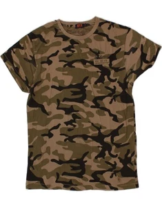 AVIREX Womens T-Shirt Top UK 14 Large Khaki Camouflage Cotton AH10 - Picture 1 of 3
