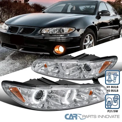 Fits 1997-2003 Pontiac Grand Prix Clear LED Halo Projector Headlights Lamps Foto 1 de 4