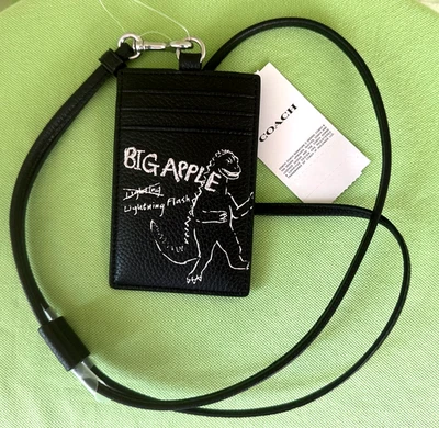COACH ID LANYARD WITH SKETCH PRINT:NWT BLACK W/DINOSAUR CAO25 - Image 1 of 4