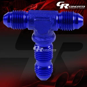 8AN AN8 AN-8 MALE ON RUN FEMALE BULKHEAD FLARE BLUE ANODIZE TEE FITTING FUEL/OIL - Bild 1 von 2