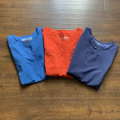 Lot of 3 Womens Scrub Tops Size XS Greys Anatomy, Easy Stretch Assorted Colors - Image 1 of 4