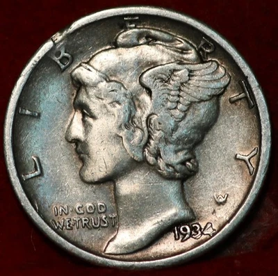 1934-D Denver Mint Silver Mercury Dime - Image 1 of 2