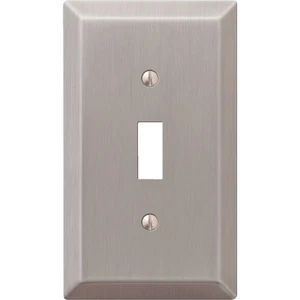 Amerelle 1-Gang Stamped Steel Toggle Switch Wall Plate, Brushed Nickel 163TBN - Imagen 1 de 4