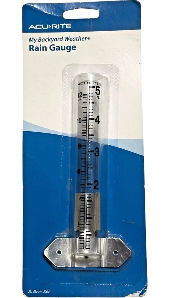 AcuRite Rain Gauge 5" Capacity Glass Clear Easy To Read Inches Or Centimeters
