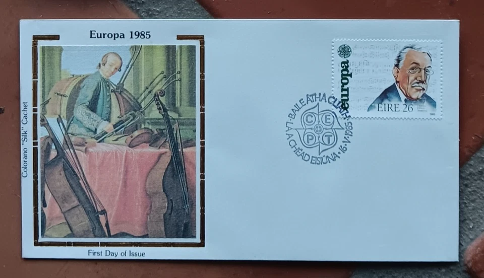 IRELAND COMPOSER charles STANFORD EUROPA 1985 Colorano Silk Cachet FDC UNADDR - Image 1 of 1
