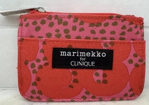 MARIMEKKO for CLINIQUE Zip COIN Purse CASE Change Wallet 4"x3" Red Pink NOS - Picture 1 of 7