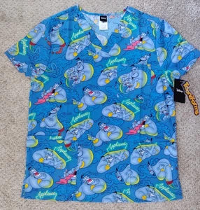 Aladdin Genie Scrub Shirt Unisex M Disney Cherokee Uniform Toooniforms New NWT - Picture 1 of 6