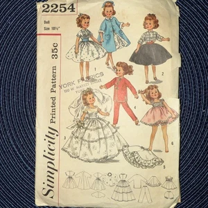 VINTAGE SIMPLICITY PATTERN #2554 10,5" PUPPENKLEIDUNG HERGESTELLT IN DEN USA - Bild 1 von 4