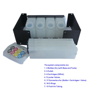 4 Bottles, 4 Cartridges Bulk Ink Supply System for Roland VS-300 VS-420 VS-540 - Picture 1 of 9