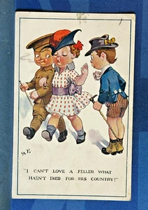 WW1 Militär Comic Postkarte 1915 Kriegsdienstverweigerer ICH KANN EINEN FELLER NICHT LIEBEN - Bild 1 von 2
