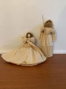 VTG Holy Family Mary Baby Jesus Joseph Folk Art Corn Husk Dolls USA 2002 Signed - Picture 1 of 10