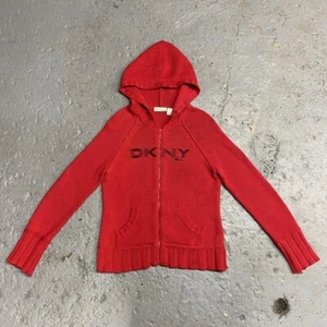 DKNY Jeans Red Knit Zip-Up Hoodie - XL - Picture 1 of 5