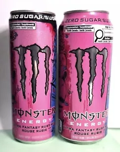 ๐ Monster Energy Cans Fantasy RUBY RED (Lot of 2) ~ Canada French + English - Picture 1 of 4