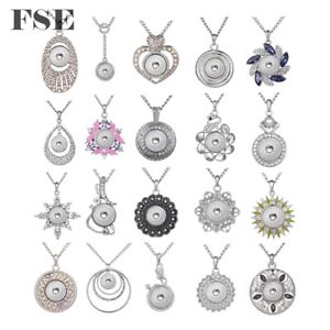 Multi Styles Snap Charms Pendant Necklace 18-20mm Snap Jewelry Fit 18mm Snaps