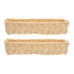 2 PCS Rattan Storage Basket Woman Tableware Cutlery Holder for Party Silverware - Picture 1 of 12