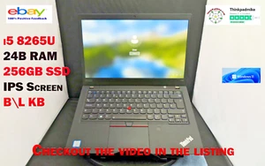 Lenovo ThinkPad T490 i5 1.6Ghz 8265U 24GB RAM 256GB SSD IPS Screen B\LKB (955) - Picture 1 of 24